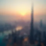 Panoramic view of Dubai skyline from Burj Khalifa