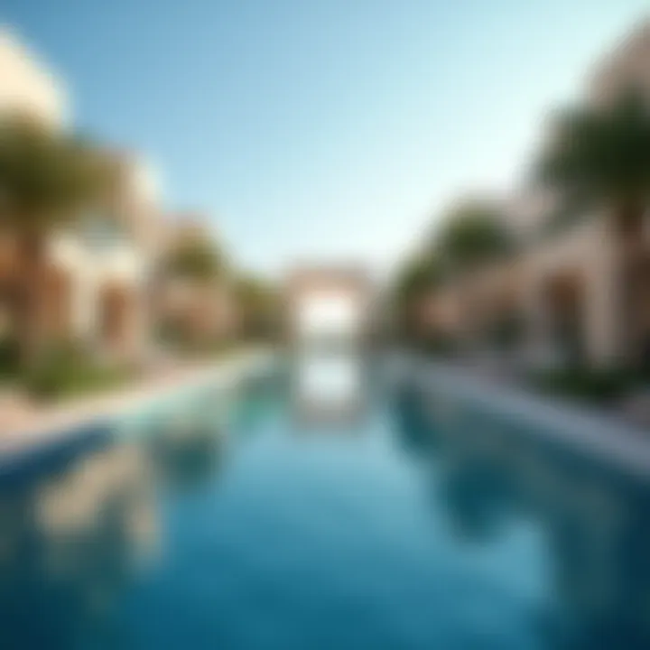 Amenities offered at Baniyas Villas, including pool and fitness center