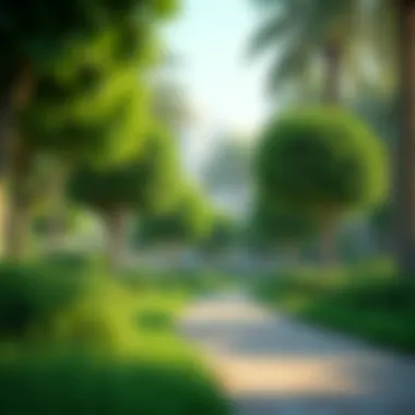 Lush Greenery in Urban Park Lush greenery in Dubai's urban park showcasing a peaceful environment