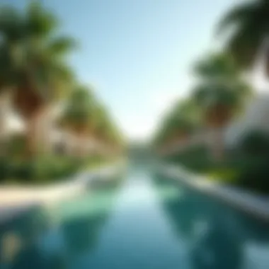 Serene Natural Oasis Serene natural oasis with tranquil waters surrounded by palm trees
