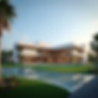 Dubai Hills Clubhouse Elegance Elegant clubhouse at Dubai Hills featuring modern architecture and amenities