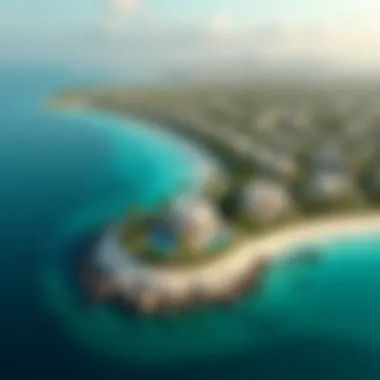 Aerial view of Frond F showcasing its luxury villas and waterfront access