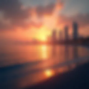 Sunset over the iconic Palm Jumeirah skyline